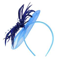 Oberarm Band Netzfedern Big Flower Headband Party Frauen Faschingsköpfe Ohrenwärmer Herren Laufen (Blue, One Size) von Luckywaqng