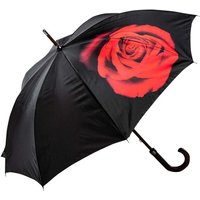 Luckyweather not just any other day Stockregenschirm Regenschirm Motiv RED ROSE ON BLACK Holzstock von Luckyweather not just any other day