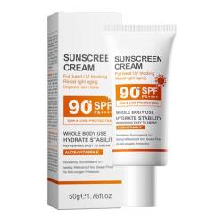 Lucoss Sonnenschutz Gesicht SPF 90+，Face Sunscreen SPF 90, Feuchtigkeitsspendende Sonnencreme Mit SPF 90, Gesichtssonnenschutz Lotion Creme Langanhaltende Sonnencreme Ölfrei (50g) von Lucoss