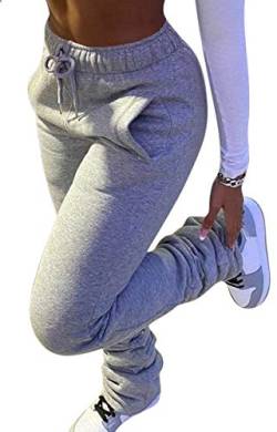 Damen Sweatpants aus Fleece mit Sherpa-Futter, dick und warm, für sportliche Aktivitäten - - Klein von Lucuna