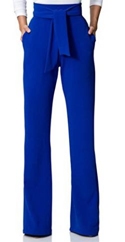 Lucuna Damen Casual Stretch Straight Leg Hohe Taille Lange Arbeitshose mit Gürtel - Blau - XX-Large von Lucuna