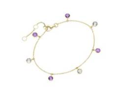 Armband LUIGI MERANO "Amethyste als Behang, Gold 585" Armbänder Gr. 19 cm, Gelbgold 585, bunt (mehrfarbig) Damen Armbänder von Luigi Merano