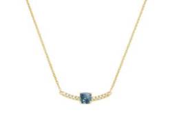Collier LUIGI MERANO "mit Edelstein & Brillanten, Gold 585" Halsketten Gr. 45 cm, Gelbgold 585, blau Damen Colliers von Luigi Merano