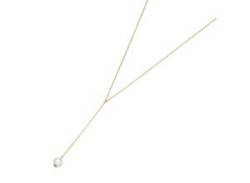 Goldkette LUIGI MERANO "in Y-Form mit einer Süßwasser Zuchtperle, Gold 585" Halsketten Gr. 45 cm, Gelbgold 585, weiß (weiß> <) Damen Halsketten von Luigi Merano