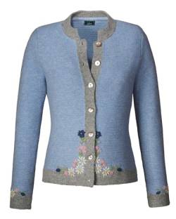 Luis Steindl Linksstrickjacke mit Blümchen Bleu/Grau 40 von Luis Steindl