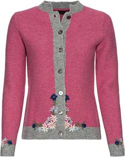 Luis Steindl Linksstrickjacke mit Blümchen Rose/Grau 40 von Luis Steindl