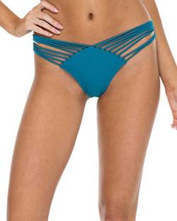 Luli Fama Damen Cosita Buena Wavey Brazilian Ruched Back Bottom Bikini-Unterteile, Miramar, Small von Luli Fama