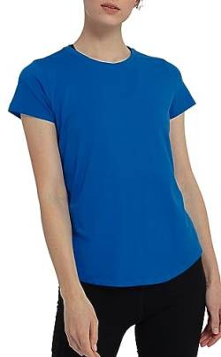 Lulucheri Sportshirt Damen Sport Yoga Fitness Shirt Laufshirt Kurzarm Tops Trainingsshirt Sommer Shortsleeve(Kobaltblau，XL) von Lulucheri