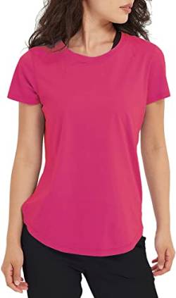 Lulucheri Sportshirt Damen Sport Yoga Fitness Shirt Laufshirt Kurzarm Tops Trainingsshirt Sommer Shortsleeve(Pitaya Rosa，S) von Lulucheri