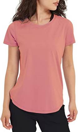 Lulucheri Sportshirt Damen Sport Yoga Fitness Shirt Laufshirt Kurzarm Tops Trainingsshirt Sommer Shortsleeve(Rosa Nebel，XXL) von Lulucheri