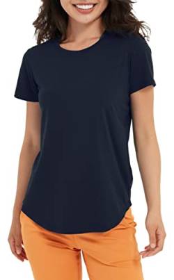 Lulucheri Sportshirt Damen Sport Yoga Fitness Shirt Laufshirt Kurzarm Tops Trainingsshirt Sommer Shortsleeve(True Navy，S) von Lulucheri