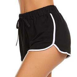 Lulupi Shorts Damen Kurze Jogginghose Sporthose High Waist Gummibund Hotpants Bermuda Baumwoll Bequem Schlafanzughose Yoga Sportshorts Sweatshorts Freizeithose (Schwarz,S) von Lulup