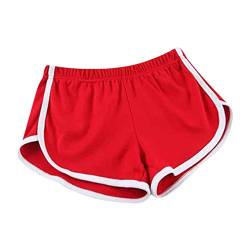 Lulupi Sport Shorts Damen Kurze Jogginghose Sporthose Kurz Schlafanzughose Sommerhose Leicht Streifen Freizeithose Yoga Gym Fitnesshose Mädchen Hotpants Pyjama (Rot,34) von Lulup