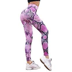 Lulupi Damen Leggings Snake Print Sporthose Highwaist Push-up Sportleggins Tights Lange Blickdicht Yogahose Fitnesshose Bunte Laufhose Trainingshose von Lulupi