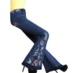 Lulupi Damen Schlaghose Jeans Elegant Lady Fashion Retro Skinny Slim Hosen Eckbestickte Bootcut Schlajeans Weites Bein Casual Jeanshose 70er Party von Lulupi
