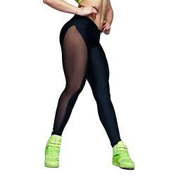 Lulupi Damen Sport Leggings Lange Mesh Sporthose Laufhose High Waist Yogahose Sportleggins Fitness Tights für Workout Gym Jogging von Lulupi