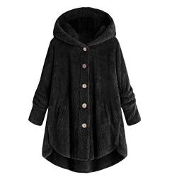 Lulupi Oversized Teddy Hoodie Damen Plüschmantel mit Taschen, Fleece Plüschjacke Herbst Einfarbige Pullover Winter Kapuzenpullover Sweater Outwear von Lulupi