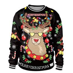 Lulupi Unisex Weihnachtspullover 3D Druck Hässliche Lustige Christmas Pullover Weihnachten Pärchen Weihnachtspulli Led Ugly Sweater Jumper Shirt von Lulupi