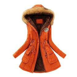 Lulupi Winterjacke Damen Lang Fellkapuze Jacke Parka Mantel Winter Warm Gefüttert Wintermantel Teddyfutter Fleecejacke mit Fellkapuze Fellkragen von Lulupi