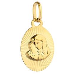 Anhänger Heilige Jungfrau Maria Gold Gelbgold 585 14K Goldanhänger Kettenanhänger Gottesmutter Medaille Medaillon Damen Mädchen Jungen Kinder von Lumari Gold
