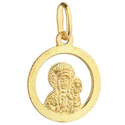 Anhänger Heilige Jungfrau Maria Gold Gelbgold 585 14K Goldanhänger Kettenanhänger Gottesmutter Medaille Medaillon Kreis Damen Mädchen Jungen Kinder von Lumari Gold