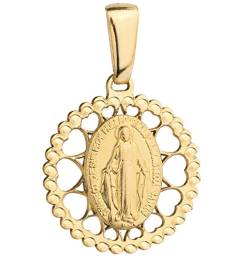 Anhänger Heilige Jungfrau Maria Gold Gelbgold 585 14K Goldanhänger Kettenanhänger Gottesmutter Medaille Medaillon Kreis Damen Mädchen Jungen Kinder von Lumari Gold