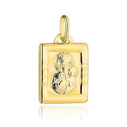 Anhänger Heilige Jungfrau Maria Gold Gelbgold 585 14K Goldanhänger Kettenanhänger Gottesmutter Medaille Medaillon Rechteck Damen Mädchen Jungen Kinder von Lumari Gold