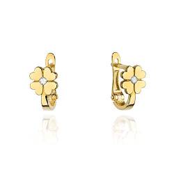 Damen Ohrringe 585 14k Gold Gelbgold Ohrhänger Blume Herz Diamant Brillanten von Lumari Gold