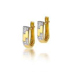 Damen Ohrringe 585 14k Gold Gelbgold Ohrhänger Diamanten Brillanten von Lumari Gold