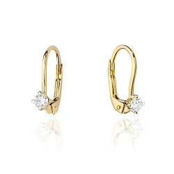 Damen Ohrringe 585 14k Gold Gelbgold Ohrhänger mit praktischem Brisurverschluss Diamant Brillanten von Lumari Gold