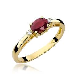 Damen Ring 585 14k Gold Gelbgold echt Rubin Edelstein Diamanten Brillanten von Lumari Gold