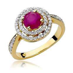 Damen Ring 585 14k Gold Gelbgold echt Rubin Edelstein Diamanten Brillanten von Lumari Gold