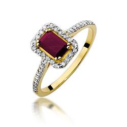 Damen Ring 585 14k Gold Gelbgold echt Rubin Edelstein Diamanten Brillanten von Lumari Gold