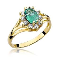 Damen Ring 585 14k Gold Gelbgold echt Saphir Edelstein Diamanten Brillanten von Lumari Gold
