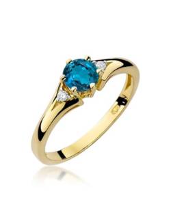 Damen Ring 585 14k Gold Gelbgold echt Saphir Edelstein Diamanten Brillanten von Lumari Gold