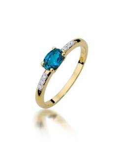 Damen Ring 585 14k Gold Gelbgold echt Smaragd Edelstein Diamanten Brillanten von Lumari Gold