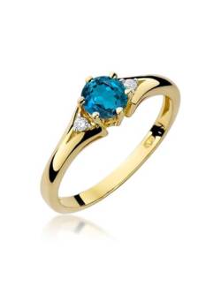 Damen Ring 585 14k Gold Gelbgold echt Smaragd Edelstein Diamanten Brillanten von Lumari Gold