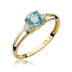 Damen Ring 585 14k Gold Gelbgold echt Topas Edelstein Diamanten Brillanten von Lumari Gold