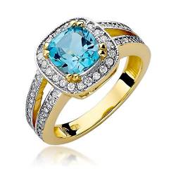 Damen Ring 585 14k Gold Gelbgold echt Topas Edelstein Diamanten Brillanten von Lumari Gold