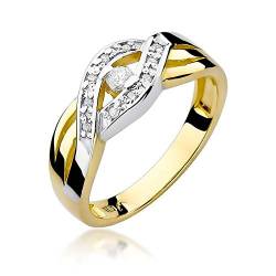 Damen Ring 585 14k Gold Gelbgold natürlicher echt Diamanten Brillanten von Lumari Gold