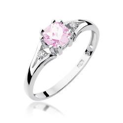 Damen Ring 585 14k Gold Weißgold echt Pink Topas Edelstein Diamanten Brillanten von Lumari Gold