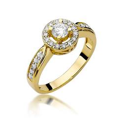 Damen Solitär Versprechen Ring Verlobungsring Antragsring 585 14k Gold Gelbgold natürlicher echt Diamant Brillanten von Lumari Gold