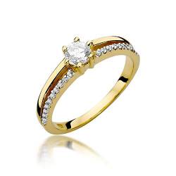 Damen Solitär Versprechen Ring Verlobungsring Antragsring 585 14k Gold Gelbgold natürlicher echt Diamant Brillanten von Lumari Gold