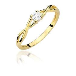 Damen Solitär Versprechen Ring Verlobungsring Antragsring 585 14k Gold Gelbgold natürlicher echt Diamant Brillanten von Lumari Gold