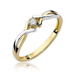 Damen Solitär Versprechen Ring Verlobungsring Antragsring 585 14k Gold Gelbgold natürlicher echt Diamant Brillanten von Lumari Gold