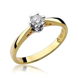 Damen Solitär Versprechen Ring Verlobungsring Antragsring 585 14k Gold Gelbgold natürlicher echt Diamant Brillanten von Lumari Gold