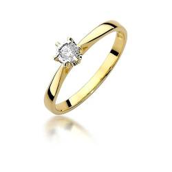 Damen Solitär Versprechen Ring Verlobungsring Antragsring 585 14k Gold Gelbgold natürlicher echt Diamant Brillanten von Lumari Gold