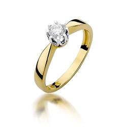 Damen Solitär Versprechen Ring Verlobungsring Antragsring 585 14k Gold Gelbgold natürlicher echt Diamant Brillanten von Lumari Gold