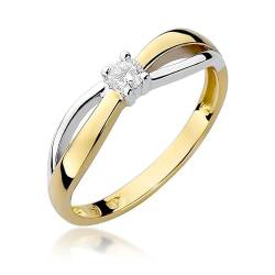 Damen Solitär Versprechen Ring Verlobungsring Antragsring 585 14k Gold Gelbgold natürlicher echt Diamant Brillanten von Lumari Gold