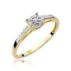 Damen Solitär Versprechen Ring Verlobungsring Antragsring 585 14k Gold Gelbgold natürlicher echt Diamanten Brillanten von Lumari Gold